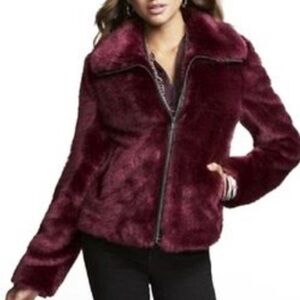 Express burgundy faux fur Red Jacket